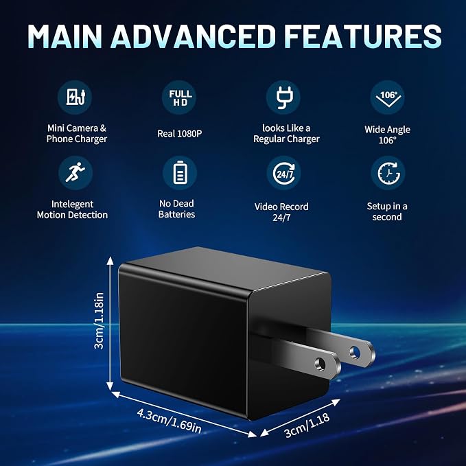 Hidden Spy Camera 1080P WiFi Wireless Small HD Indoor Home Office Security Camera Compact Surveillance Monitoring Camera with Motion Detection and App Live Feed