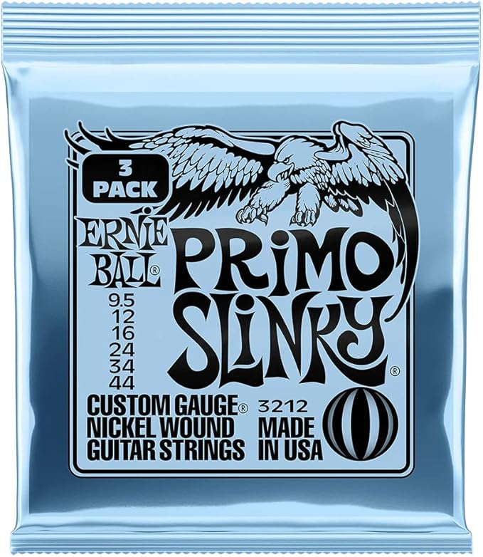Ernie Ball Primo Slinky Nickel Wound Electric Guitar Strings 3-pack, 9.5-44 Gauge (P03212)