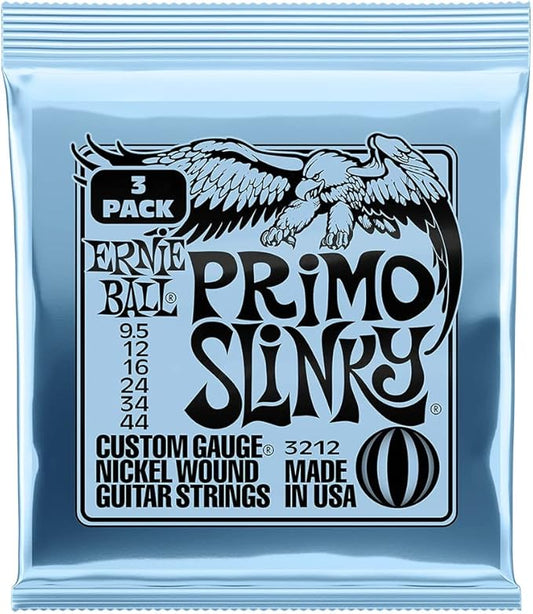 Ernie Ball Primo Slinky Nickel Wound Electric Guitar Strings 3-pack, 9.5-44 Gauge (P03212)