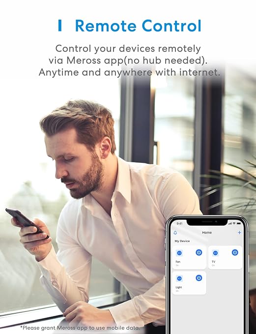 Meross Smart Plug Mini, 15A & Reliable Wi-Fi, Support Apple HomeKit, Siri, Alexa, Echo, Google Assistant, Nest Hub and SmartThings, App Control, Timer, No Hub Needed