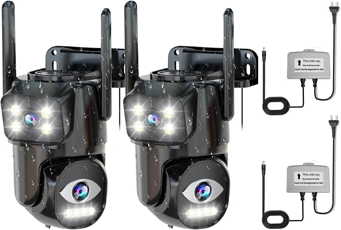 Security Cameras Outdoor Wifi,5G/2.4G Cameras for Home Security with Dual Lens,Motion tracking,Night Vision,24/7 continous record,Work With NVR/DVR Surveillance System,Weather Proof,SD/Cloud Storage
