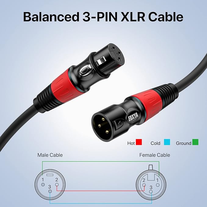 EBXYA XLR Cables 35 ft 4 Pack - Premium Balanced Microphone Cable with 3-Pin XLR Male to Female Cable