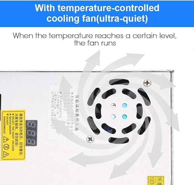 Adjustable DC Power Voltage Converter AC 110V-220V to DC 0-48V 10A Module Switching Power Supply Digital Display 480W Voltage Regulator Transformer Built in Cooling Fan