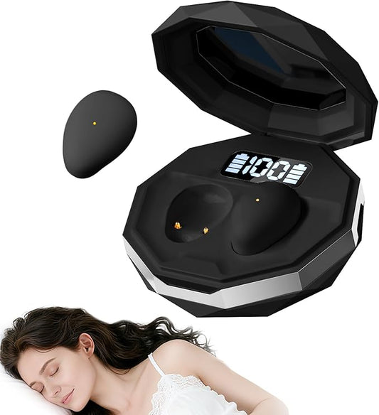 sunvito Sleep Earbuds for Side Sleepers, Mini Invisible Wireless Bluetooth 6.0 Micro Sleep Headphones, Hidden Earbuds with LED Screen for Small Ears Sleeping Working, Exercise, Hiking(Black)