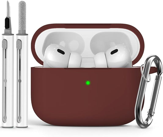 Ljusmicker for AirPods Pro Case Cover with Cleaner Kit,Soft Silicone Protective Cases for Apple AirPods Pro 2nd/1st Generation for Women Men,AirPods Pro 2 Case Accessories with Keychain-Wine Red