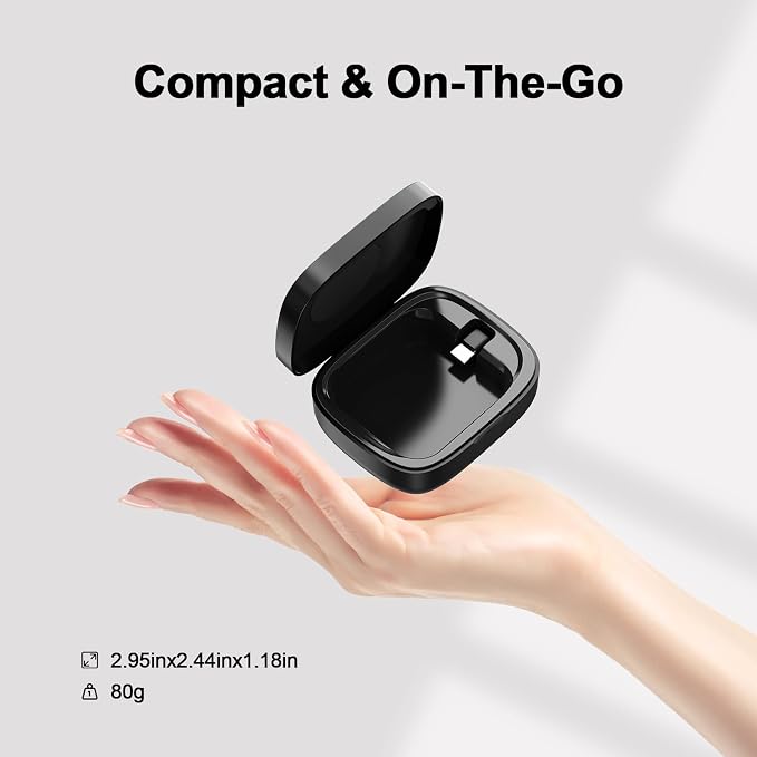 Wireless Charging Case for Oura Ring Gen 5, 4 & 3 Charger, 1000mAh Portable Travel Power Station Fits All-Sized Oura Ring 5, 4 & 3, 30-Day Runtime (Official Charger NOT Included)(Black)