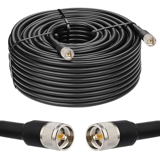 MOOKEERF UHF CB Coax Cable - 200FT KMR400 PL259 Male to Male Coaxial Cable Low Loss UHF Cable CB Coax Cable for HAM Radio, VHF Radio, SWR Meter, Antenna Analyzer