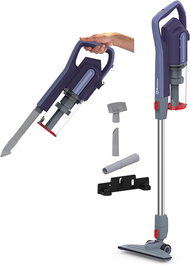 Koblenz Scorpio Stick Vacuum Cleaner, 3-in-1 Cyclonic, Bagless HEPA Filtration, 600W Motor, 59 oz Dust Cup, Corded Stick Vacuum, Lightweight 5 lbs, Pet Hair, Wall Mount, All Surfaces, Blue, SVK-165