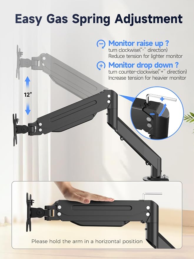 Suptek Laptop Desk Mount,Fully Adjustable Monitor and Laptop Mount Stand for 13-18 Inch Notebook and 17-35 inch Monitor Screen,Holds 24.25lbs with Vented Tray