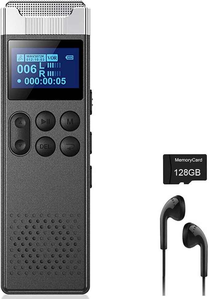 160GB Digital Voice Recorder with Playback Voice Activated Recorder for Lectures Meetings Interviews Portable Sound Audio Recorder Recording Device with Built-in Speaker A-B Repeat MP3 Player