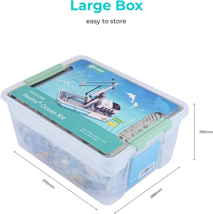 ELECFREAKS microbit Ocean Kit with Nezha Pro Expansion Board 16+ makecode Story Learning Projects, microbit Starter Sensors Kit with Rich Electronic Modules (Without microbit)
