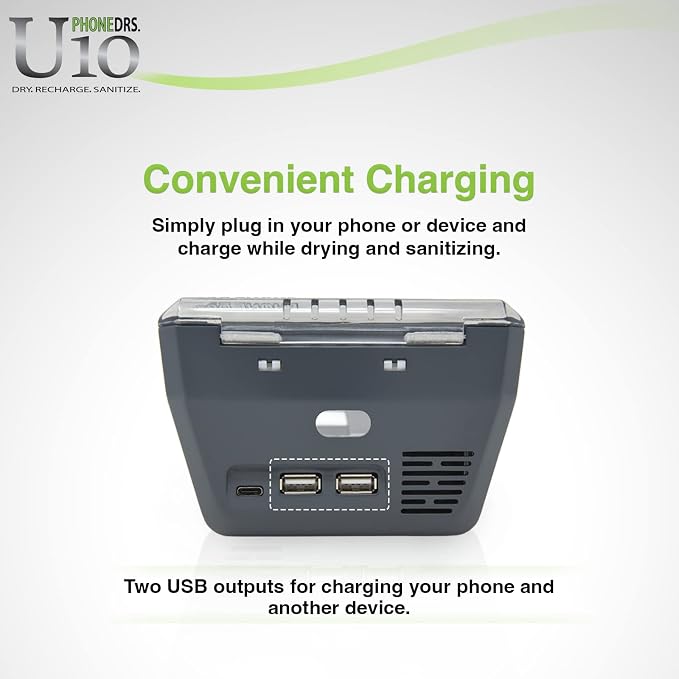 U10 UV-C Cell Phone Sanitizer with Dryer and Charger | Cleans, Dries and Charges All Phones