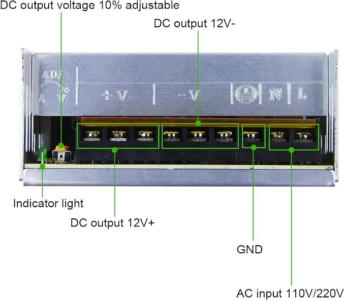 ALITOVE AC 110V/220V to DC 12V 30A 360W Universal Regulated Switching Power Supply Transformer Adapter LED Driver for LED Strip, CCTV Camera System, Radio