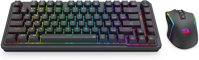 Redragon S168 3-Mode Wilreess Gaming Keyboard & Mouse Combo, 81 Keys K673 PRO RGB Gasket Keyboard and 8000 DPI M693 Gaming Mouse Bundle, Convenient Shared Dongle