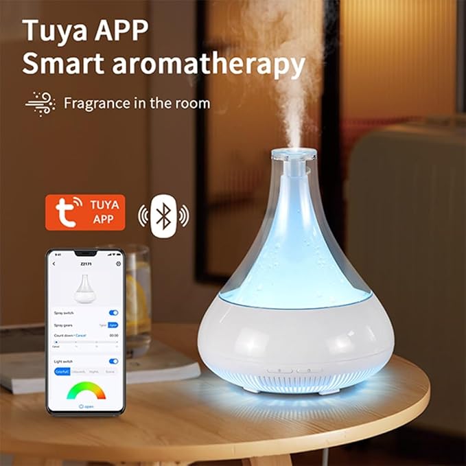 Ebooine Smart Aromatherapy Diffuser & Humidifier – 350ML, App Controlled, Ultrasonic, Quiet, Multi-Color LED