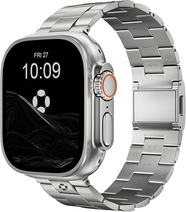 Titanium Watch Band for Apple Watch Ultra 3/2/1 49mm & Series 11/10 46mm, Grade 5 Titanium Apple Watch Band with Anti-Scratch DLC Coating, 22mm Premium Business Metal Strap for Men - CRNS03