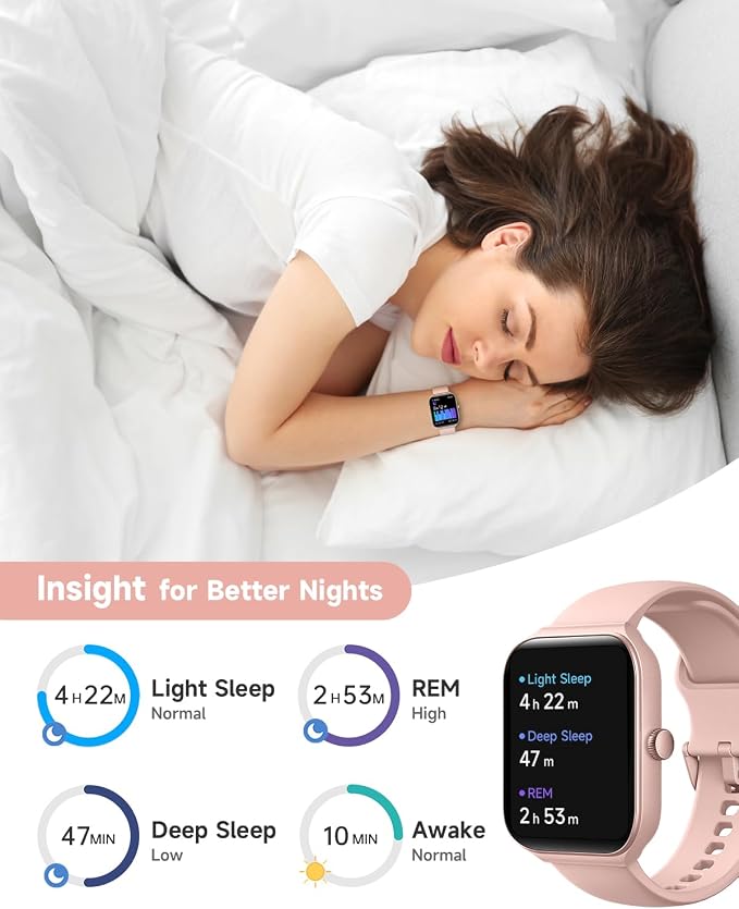 TOOBUR Smart Watch for Women Alexa Built-in, 1.95" Fitness Tracker with Answer/Make Calls, IP68 Waterproof/Heart Rate/Sleep Tracker/100 Sport Modes, Fitness Watch Compatible Android iOS