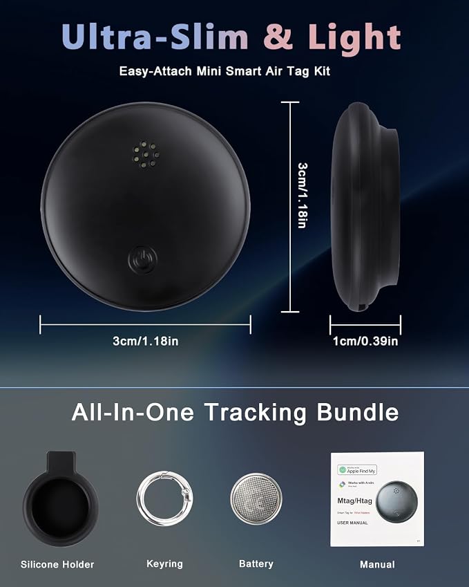 Dual System Bluetooth Tracker for iOS and Android: Smart Tag 4 Pack - Compatible with Apple Find My (iOS) & Google's Find Hub(Android) for Keys, Luggage, Wallet, Vehicles - Long Range Item Locator