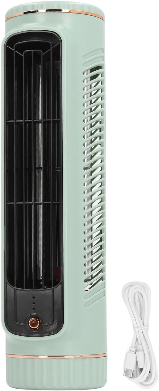 Pyhodi Bladeless Tower Fan, 3 Speed Quiet Desk Fan, Rechargeable Long Battery Life Standing Fan for Bedroom Office Outdoor Desktop (White/Green) (Green), Pyhodikdgxn245s3-12