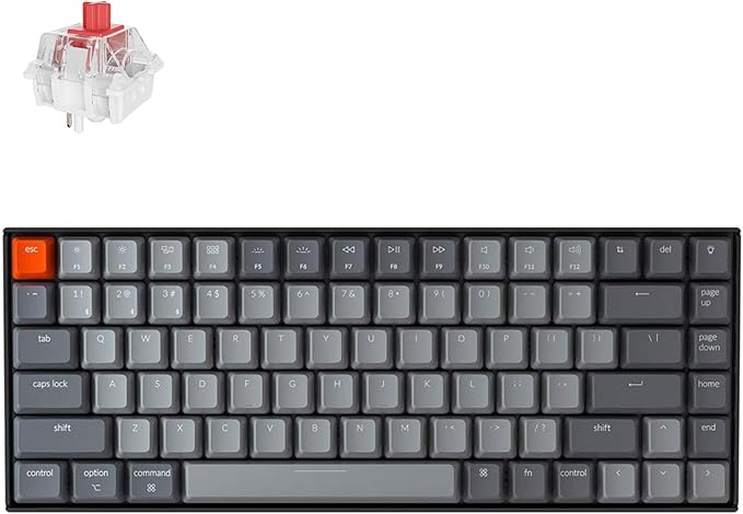 Keychron K2 75% Layout Bluetooth Mechanical Keyboard Super Red Switch/White LED Backlit/Anti Ghosting/N-Key Rollover/84 Key USB C Wired Computer Keyboard for Mac Windows-Version 2
