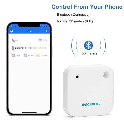 Inkbird IBS-P01R Wireless Pool Thermometer, Inkbird Smart Thermometer, IBS-TH2 Freezer Wireless Thermometer Bluetooth Temperature Sensor (Temperature Sensor ONLY) Bundle