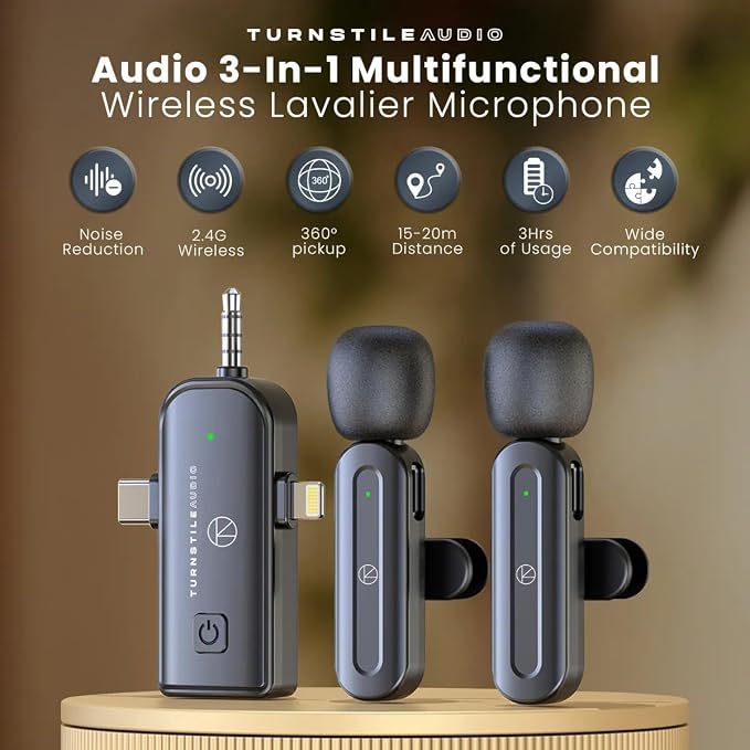 Sony ICD-UX570 Digital Voice Recorder, Bundle with Turnstile Audio 3-in-1 Multifunctional Wireless Lavalier Microphone