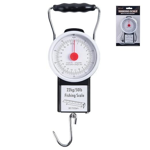 Goture Hanging Scale with 39" Built-in Tape Measure, 50lb/22kg Fishing Scale, Battery-Free Mechanical Spring Scale for Weighing & Measuring Fish, Waterproof Fishing Gear for Saltwater and Freshwater