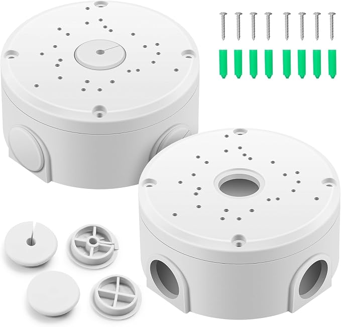 Universial Security Camera Junction Box ABS Waterproof Wall Mounting Brackets for CCTV Camera Hide Cable(2 Pack)
