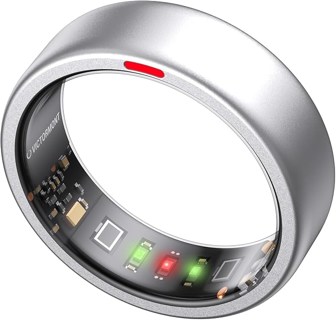 Smart Ring Pro, No App Subscription, Sleep & Activity Tracker with Heart Rate Monitoring, 7 Days Battery Life, IP68 Waterproof Fitness Ring, Compatible with iOS & Android(Matte Silver,9)