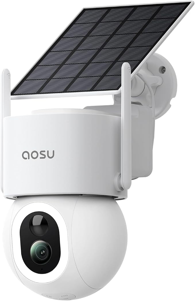 aosu SolarCam D1 Max, 4K Solar Security Cameras Outdoor Wireless, 360° Pan & Tilt Coverage, Auto Tracking, Color Night Vision, Local Storage, No Subscription Required