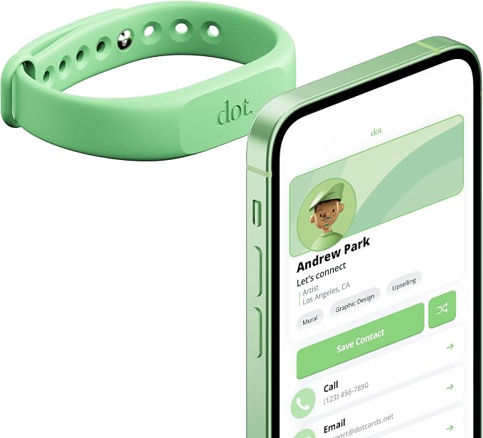 dot. Band - Digital Business Card Wristband - Tap Compatible with iPhone & Android (Mint)