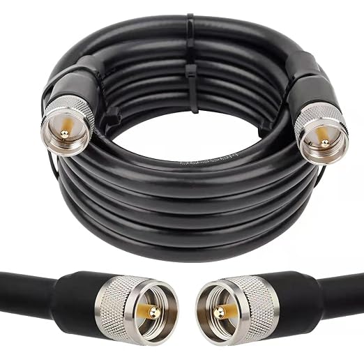 MOOKEERF 15ft UHF Coax Cable, PL259 Male to Male, Low Loss for HAM, VHF Radios & SWR Meter