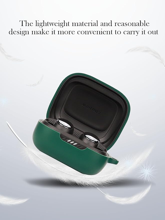 Case for JBL Live Pro 2 - True Wireless Noise Cancelling Earbuds,Soft Protective,Shockproof, BOVUGAC Silicone Case Cover with Keychain & Cleaning Kit & Lanyard-Green