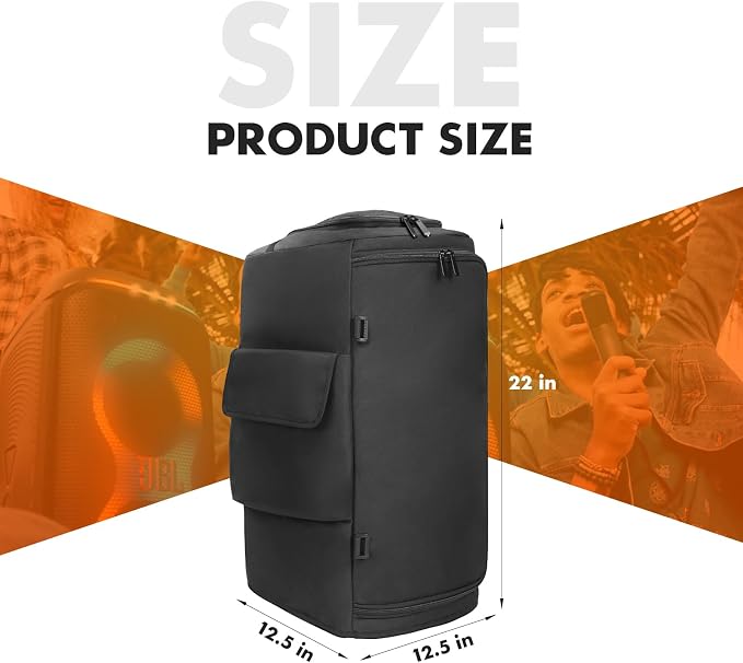 Speaker Cover Case Compatible with JBL PartyBox 120/PartyBox 110, Protective Dustproof Carrying Cover, Side Pockets for Microphone, for Outdoor Travel, Parties, Home Use, with Open Bottom