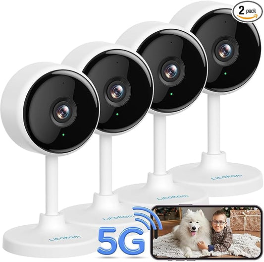 litokam Indoor Cameras for Home Security with Night Vision, Pet Camera with Phone App, WiFi Home Security Camara, Baby Monitor Work with Alexa, Motion Detection, 2 Pack, 4MP