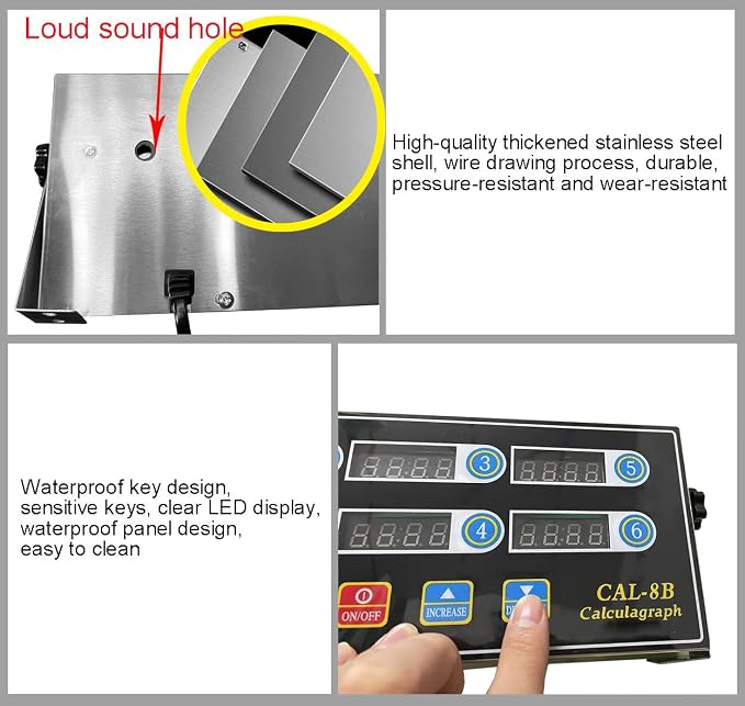 Kitchen Timer Commercial Restaurant Timer 6 Channel LED Digital Timers Loud Ring Alarm Cooking Reminder