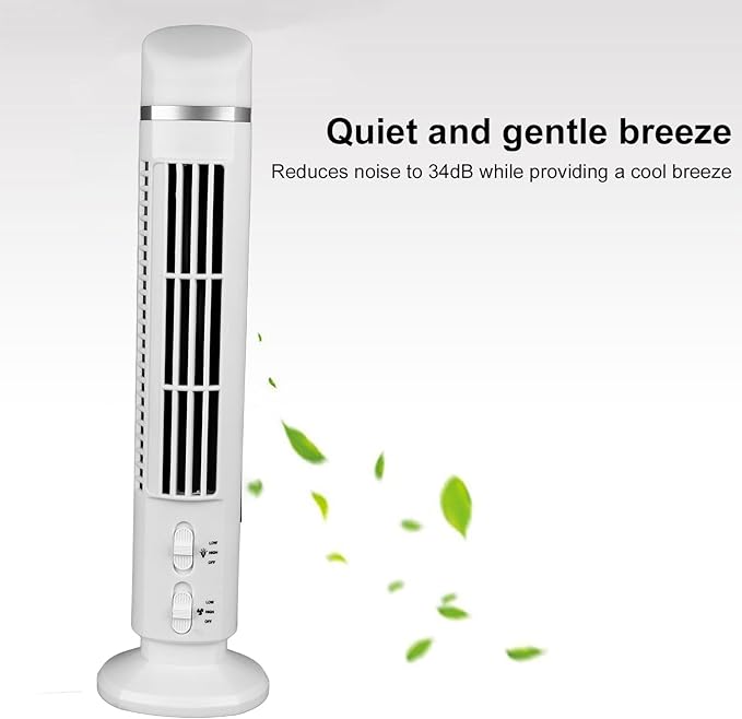 Portable Bladeless Tower Fan USB Desk Cooling Fan Quiet Night Light Air Circulator for Home Bedroom Office Sleep Aid Personal Space