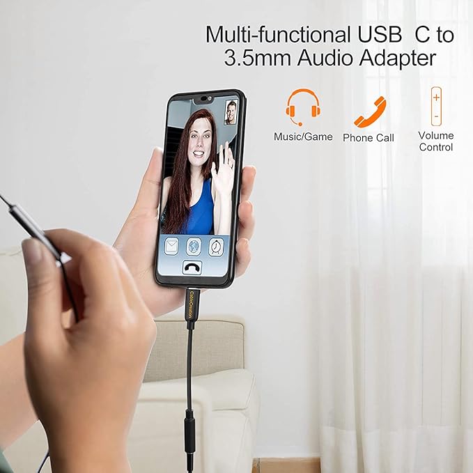 CableCreation USB C to 3.5mm Headphone Adapter, Type-C to 3.5mm Audio Adapter Compatible with Galaxy S22 S20 S21 Ultra Z Flip S20+, iPad Pro 2020, Pixel 4 3 2 XL etc. 0.33 ft Black