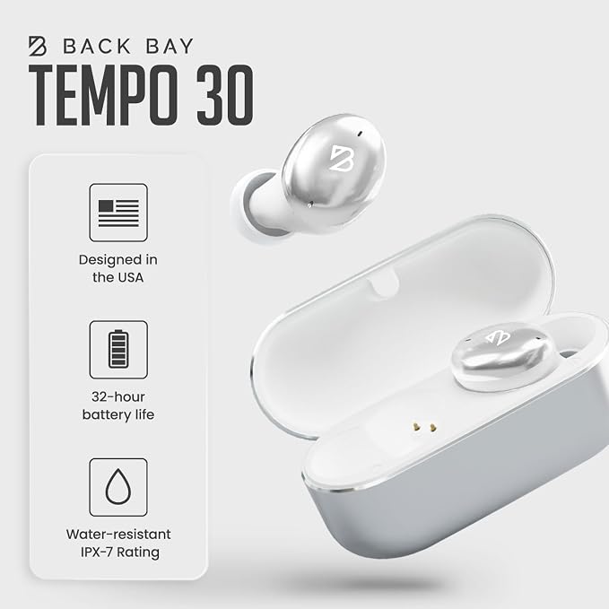 Back Bay Audio Wireless Earbuds for Small Ears, Award-Winning Sound w/Bass Mode, Durable Sweatproof Bluetooth Earbuds, Comfortable for All Ears