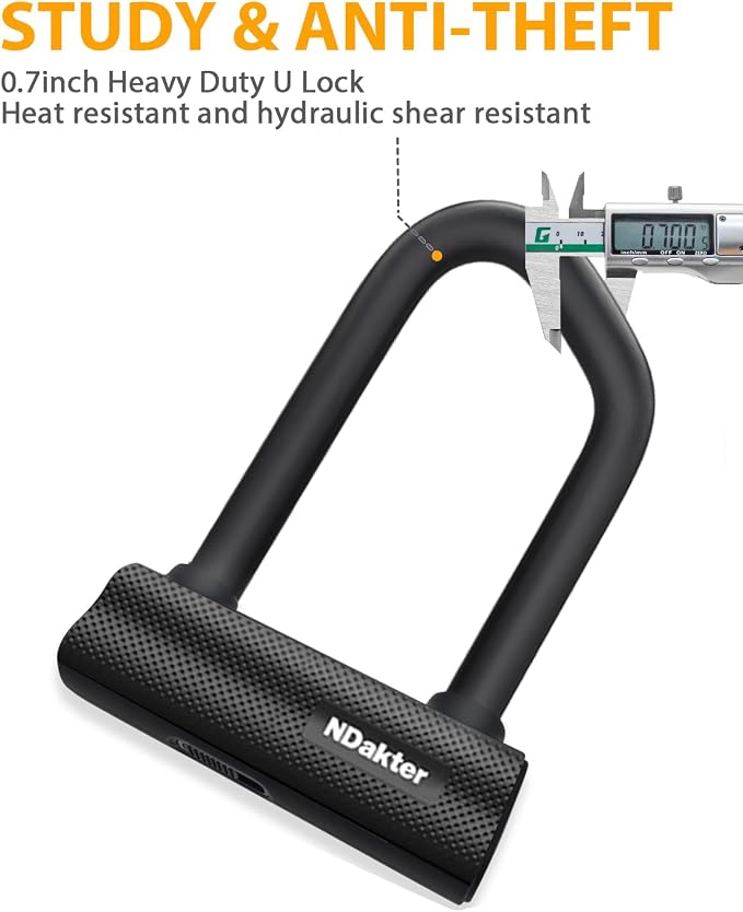 NDakter Motorcycle Chain Locks, Heavy Duty Anti Theft - 18mm Shackle, 4FT x 10mm Thickness Security Chain, Bike U Lock with 3 Keys for Ebike, Escooter, Moped and Gate