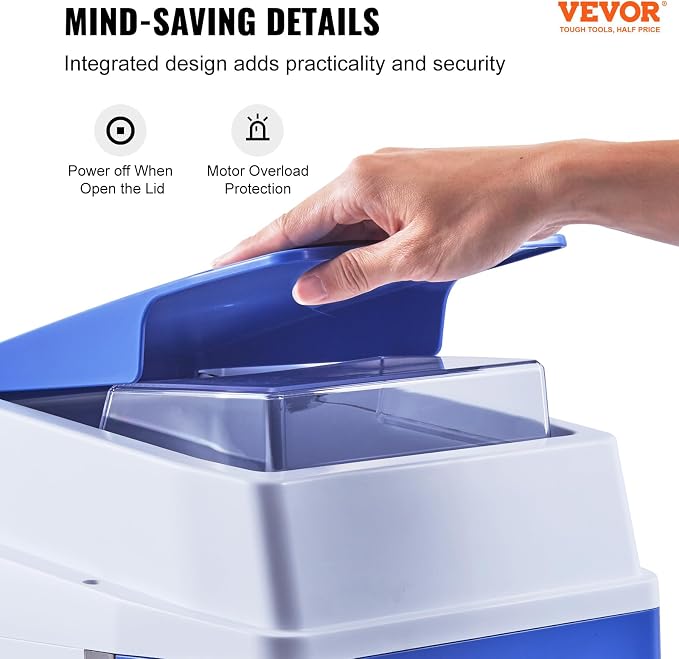 VEVOR Commercial Ice Shaver Crusher, 265lbs Per Hour Electric Snow Cone Maker with 4.4lbs Ice Box, 650W Tabletop Shaved Ice Machine for Parties Events Snack Bar, Home and Commercial Use