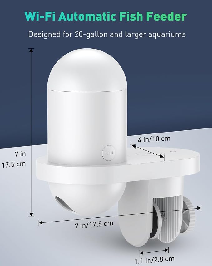 Pawfly WiFi Automatic Fish Feeder for Aquariums, Smart Auto Fish Food Dispenser with App Control 2.5 K HD Video & Timer, 230 mL Vacation Feeder for Powder Pellets & Small Pillars, USB Powered