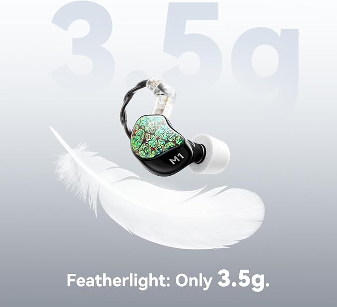 Tipsy M1 IEM, Bamboo Fiber Diaphragm in-Ear Monitor, Warm, Lively Bass & Vocals, 36dB Noise Isolation, Resin Shell, Detachable 0.78mm 2‑Pin Cable (No Mic, Green)
