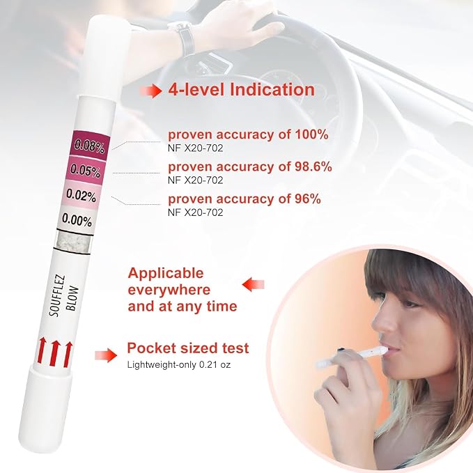 AssuTest Disposable Breathalyzer (25 Pack) - Accurate Single-Use Alcohol Breath Test Kit, Portable Alcohol Tester for Drivers and Social Events | Pocket-sized, single-use breathalyzer. Snap, blow, view! Instant battery-free results. No calibration, avo...