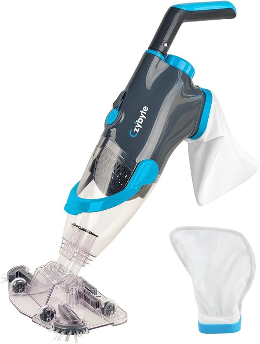Handheld Pool Vacuum Cleaner, Rechargeable Pool Bottom Cleaner with Strong Suction, 1 H Runtime,for Above Ground/Inground Pools, Spas and Hot Tubs, Grey and White