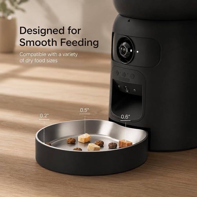 Automatic Cat Feeder with Camera, 2K WiFi Smart Pet Feeder with App Control, 6L Cat Food Dispenser, AI Pet Monitoring, Portion Control Automatic Pet Feeder for Cats & Dogs, Motion Tracking, Dual Power