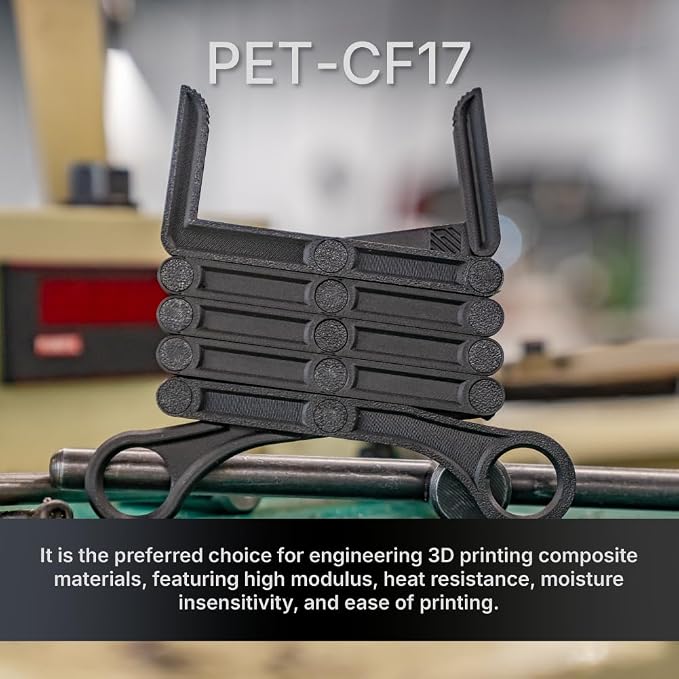 Polymaker Fiberon PET-CF17 3D Printing Filament Black 1.75mm 1kg, Excellent Stable Stiffness - Fiberon Carbon Fiber Reinforced PET 3D Printer Filament, Ideal for Jigs and Fixtures