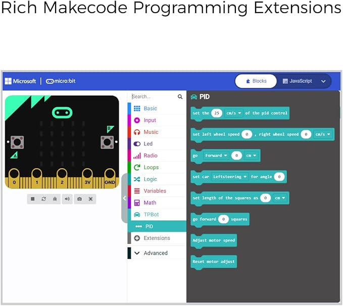 ELECFREAKS microbit Tpbot-Edu Version Kit Precise Control Angles and Directions Suitable for STEM Project, BBC Micro:bit DIY Coding Car with Wiki Tutorial(Without Micro:bit)