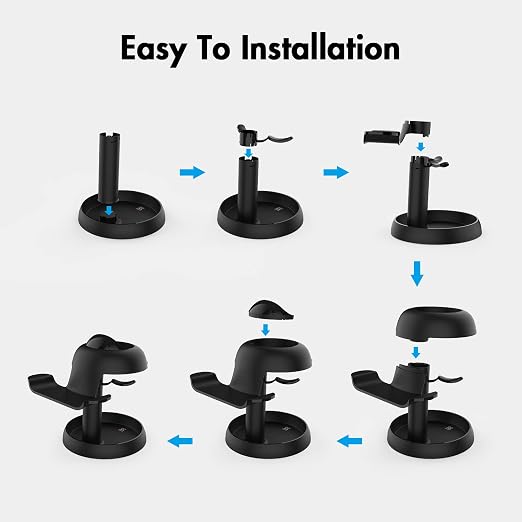 AMVR VR Headset Stand Holder Compatible with Quest 3s/Quest 3/Vision Pro/Quest 2/Pico 4/for PSVR 2 - Universal VR Headset Display Dock, Stable Bracket Storage Round Base, Mount Install Easy