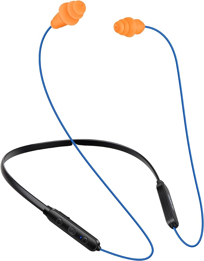 Noise Reduction Wireless Neckband Headphones with Qualcomm aptX HD, 27dB NRR, CVC Noise Cancelling Mic & Controls and 20H Playtime for Work Safety OSHA Compliant